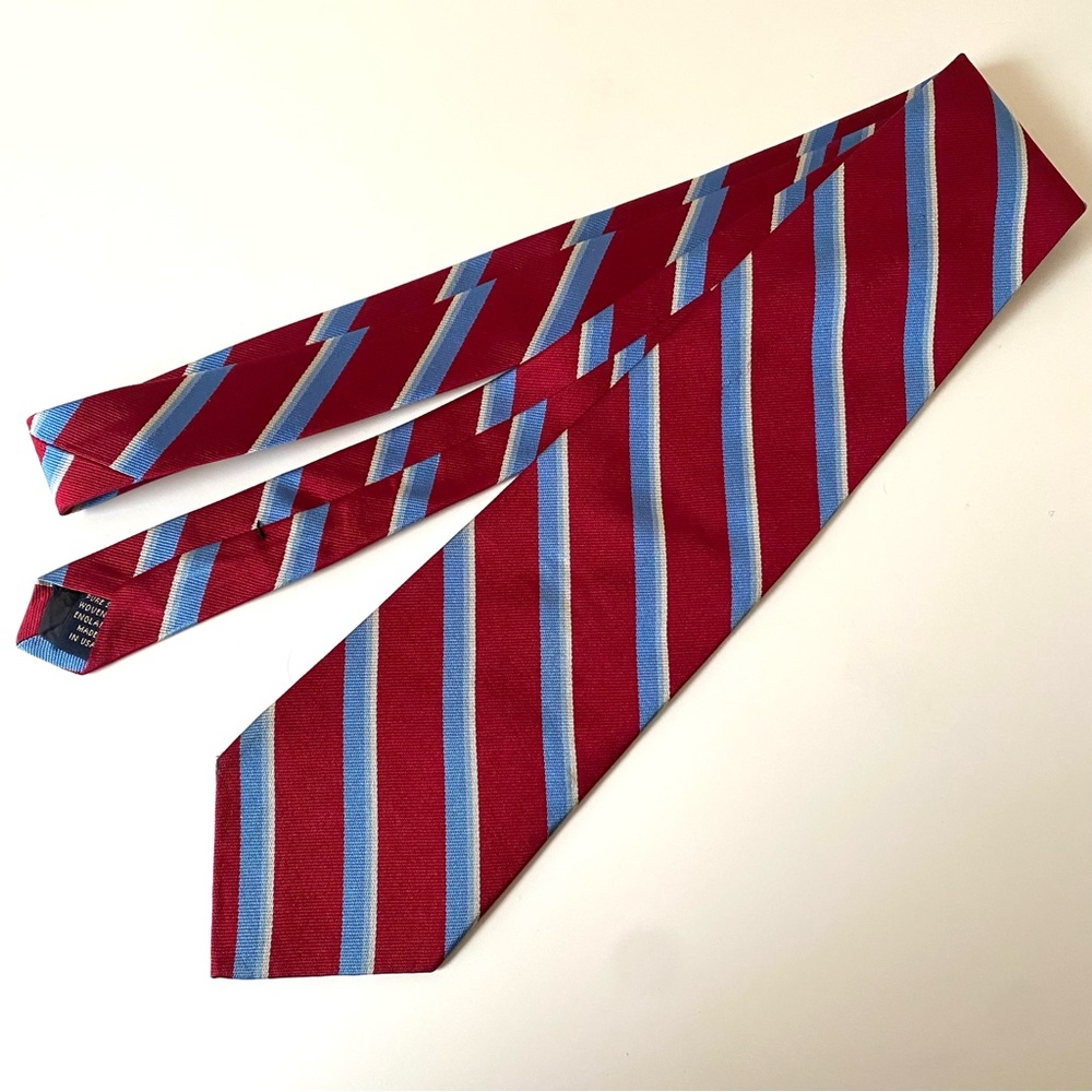 Brooks Brothers Tie Red White Blue Stripe Silk